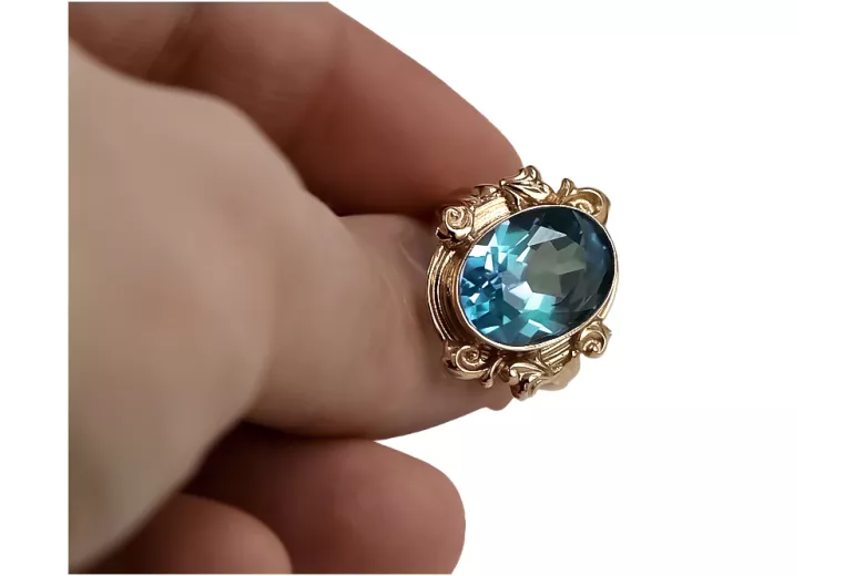 Original Vintage 14K Rose Gold Aquamarine Ring Vintage style vrc100r